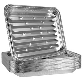 PLASTICPRO Plasticpro Aluminum Grill Pans, Broiler Pans, Grill Liners, Durable with Ribbed Bottom Surface for BBQ, Grill, Texture Disposable,Pack of 10