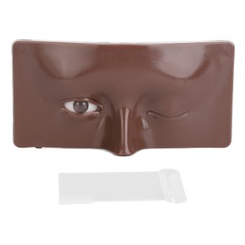 Eye Makeup Practice Board Open Close Eyes Reusable Silicone Mannequin Face Board with Bracket Black Skin
