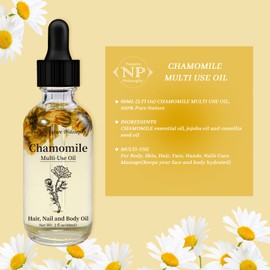 NP NATURES PHILOSOPHY Chamomile Multi-Use Oil for Face, Body and Hair - Organic Plant Fragrant Essential Oil for Dry Skin, Scalp and Nails - 2 Fl Oz