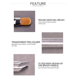 siyuwuro 2Pcs Oval UV Gel Nail Brush Crystal Clear Handle Nail Art Design Brush Poly Gel Extension Brush Professional Nail Painting Brush Nail Arts Tools