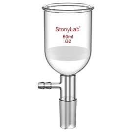 StonyLab Glas Buchner Funnel Filter, Borosilicate Glass Vacuum Buchner Filter Funnel 60 ml with Medium Frit (G2), 46 mm Disc Diameter, 60 mm Depth, with 24/40 Standard Taper Inner Joint