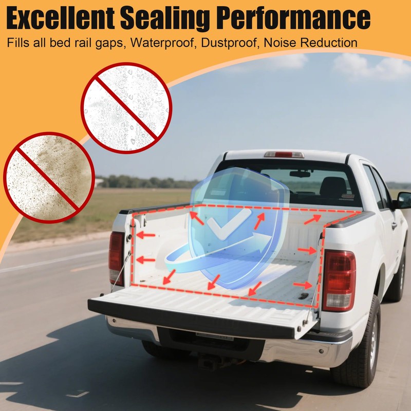 Nayotaa Tonneau Cover Seal Strip - 16.4Ft Truck Tailgate Seal