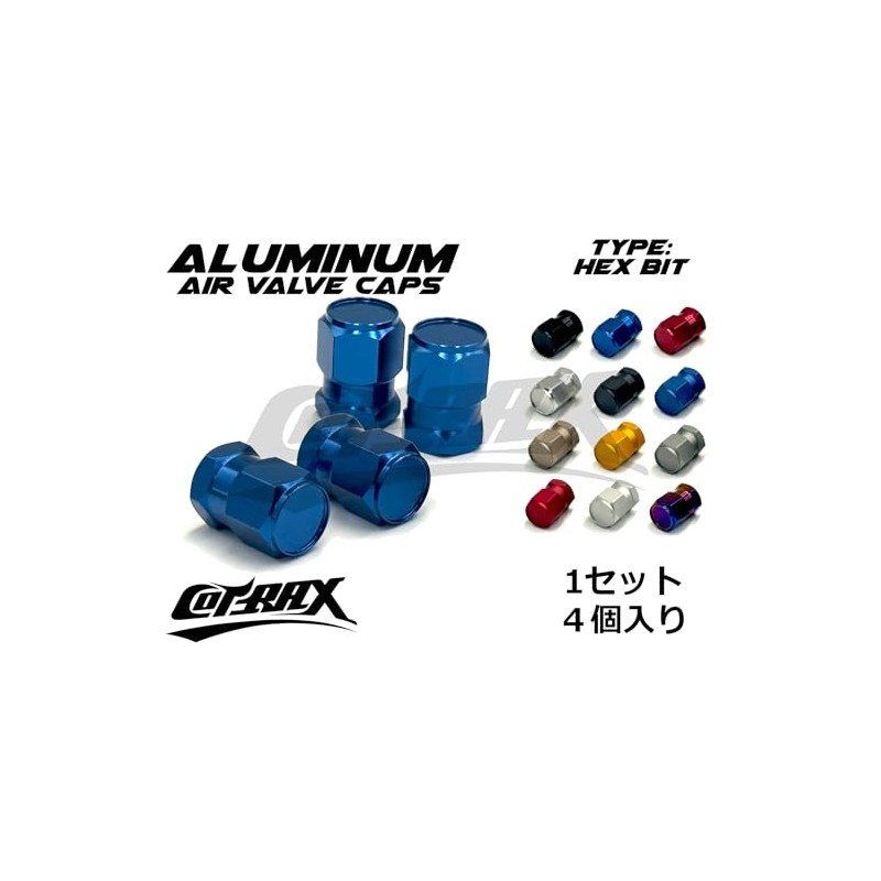 COTRAX Aluminum Air Valve Cap Set of 4 Tire Wheel
