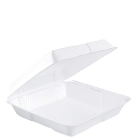 Dart 95HT1R Lg Foam Hinged Container, 9.5 in (Case of 200),White