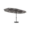 15FT Large Patio Umbrella with Base and Solar Lights, Double-Sided