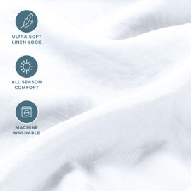 Bare Home Ultra Soft Washed Microfiber 4 Piece Sheet Set, Linen-Like Look, Easy Care, Hypoallergenic, Deep Pocket up to 15”, 1 Fitted Sheet, 1 Flat Sheet, 2 King Pillowcases (King, White)