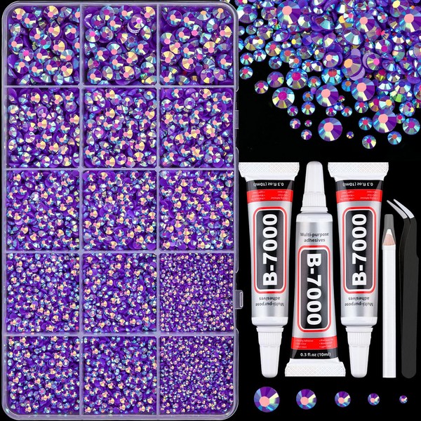 16000Pcs Resin Jelly Rhinestones for Crafting, Dark Purple AB Non