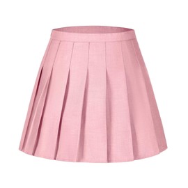 Afurdel - Faldas plisadas para niñas de cintura alta, uniforme escolar con pantalones cortos, falda de tenis atlética para niñas, 2-14, Rosado, 14