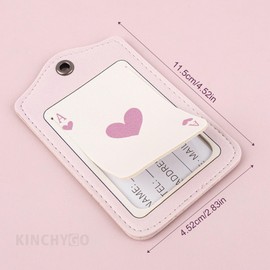KINCHYGO, 2 Pack Poker Playing Card Luggage Labels Tags Spade PU Leather Suitcases Tag for Travel Heart Pink