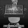 BAUNVB Square Shower Drain 4 inch, Matte Black 304 Stainless