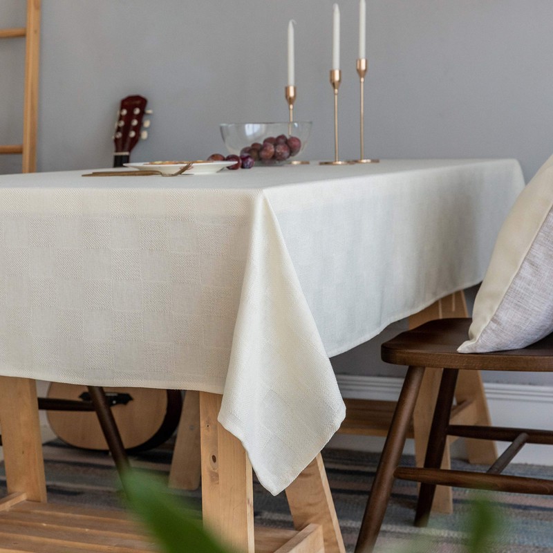 Home Brilliant Small Table Cloth Square, Cream Table Cloth 132X132,