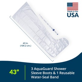 TIDI AquaGuard Boot – Shower Protection Boot with Water-Seal Band – Leg Cast Cover – 3 Boots and 1 Water-Seal Band per Package – Home Medical Supplies (50017-RPK)