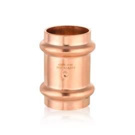 1 Pack EFIELD 1-1/2'' x 1-1/2'' Copper Press Fit Coupling Fittings With Stop For Copper Tube Connection, Pro Pack (1-1/2 inch)
