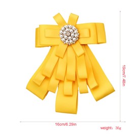 Chamvino - Broche de lazo grande para mujer y niña, con diamantes de imitación, para camisas, hotel, azafata, estudiante, logotipo profesional, Zinc Perla de imitación, cristal