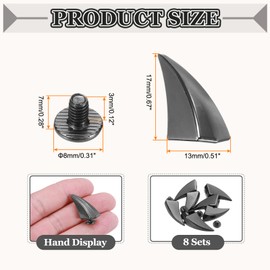 PATIKIL 17mm Spikes and Studs, 8 Sets Horn Rivets Screw Back Leather Crafting Dragon Claw Punk Style Rivet Kits for DIY Custom Craft Clothing Shoes Belts Bags Collars, Gun Black