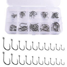 100PCS Fishing Hooks Set – 10 Sizes (#3–#12) Barbed Eyed Hooks in High Carbon Steel, Circle Hooks for Freshwater & Saltwater with Storage Box