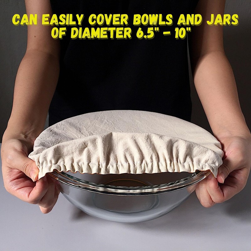 4- Pack Organic Food Bowl Covers Unbleached Reusable 100% Cotton