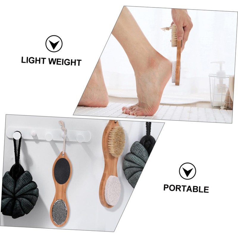 FRCOLOR Bamboo Material Foot Scraper Dead Skin Remover Foot File