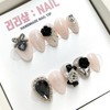 Gorgeous chic black rose handmade nail tips - Coffin /