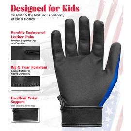 Exxact Sports Youth Batting Gloves with Arm Sleeve for Boys & Girls, Kids Baseball Batting Gloves for Softball, T-Ball (Youth L/XL, Royal Blue Tattoo)