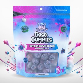 Goso Gummies Cotton Candy Viral Gusher Bombs – 6oz Bag of Sweet, Chewy Fruit Snacks with Juicy Centers | Viral Candy Sensation for Kids & Adults
