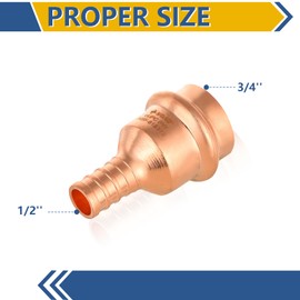 10-Pack GUOFIS Copper Press Fittings, 3/4 inch Press X 1/2 inch PEX Crimp Coupling Copper Fittings Adapter for Copper Tube/PEX Pipe Connection with Stop