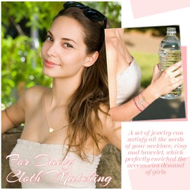 49 Pcs Surfer Wave String Friendship Bracelets Layered Choker Square Hair Clip Accessories for Women(Bright)