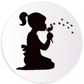 Kiwi Gifts Dandelion Wishes Silhouette - Circle Sticker Decal 3 Inch - Flower Retro Girl