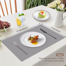 VCVCOO Placemats Set of 4, Stain-Proof Food Grade Place Mats for Dining Table, Easy Clean Wipeable Woven Table Mats, Durable Heat-Resistant Placemat for Home/Outdoor (Light Grey)