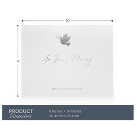 MARTRADE ECOMM Funeral Guest Book, Comes with an Elegant Silver Pen Memorial Service Guest Book, Guest Book Funeral, in Loving Memory Guest Book (White)