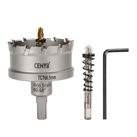 CENYB 2-5/8" (66.5mm) Tungsten Carbide Tipped Hole Saw with 2Pcs Titanium-Plated Pilot Drill Bits for Metal, Steel, Iron, Wood, Plastic