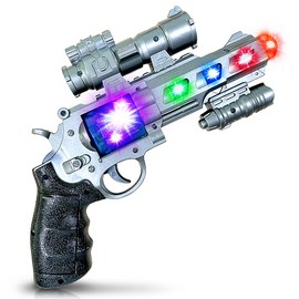 ArtCreativity Light Up Space Blaster Toy Gun for Kids, Super Ray Gun Blaster with Colorful Flashing LEDs and Sound, 9 Inch Hand Pistol with Batteries Included, Really Cool Play Gun for Boys and Girls