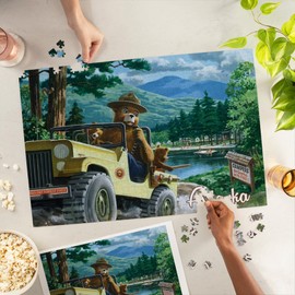 Lantern Press 1000 Piece Jigsaw Puzzle, Alaska, Vintage Poster, Smokey Bear, Leaving in SUV