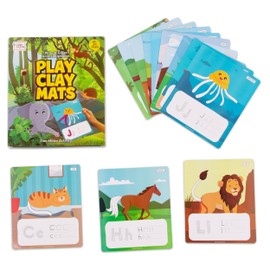 Animal Alphabet PlayClay Mats for Kids by Trunkworks | 13 Play Mats for Clay or PlayDoh or Dough or Dry Erase Markers for Ages 3+| Develops Motor Skills, Lettering Practice | Wipe & Clean