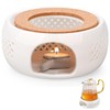 Ceramic Tea Warmer for Teapot, Warmer with Cork Cover, White