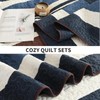 100% Cotton King Quilt, Dark Blue and Brown Striped King