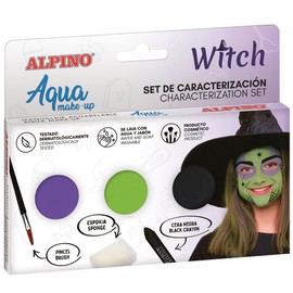 Alpino Aqua Make Up Witch Characterisation Set | Water Based Face and Body Makeup | Ideal for Costumes for Children and Adults | Water Based Paint for Leisure and Semi-Professional