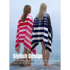 cabanana Large Beach Towel Oversized - Cotton Velour 35 x 70 Inch Pink Striped Terry Pool Towel, Cabana Soft Swimming Towel for Adults Women Men (Pink)