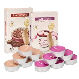 KOTARBAU® Pack of 12 Scented Candles Tea Lights Sweet Home Sandalwood Scented Tea Lights Burning Time 4 Hours