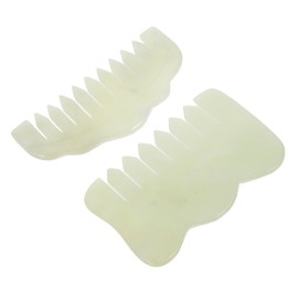WOONEKY 2pcs Jade Hair Massage Combs Multifunctional Jade Tools for Scalp Relaxation Lightweight Portable for All Hair Types Muscle Relief
