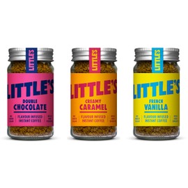 Little’s Flavored Instant Coffee The Sweet Set – Double Chocolate, Creamy Caramel, French Vanilla – No Added Sugar, Freeze-Dried Instant Coffee, 3 x 1.76 oz Jars, Total 42 Servings