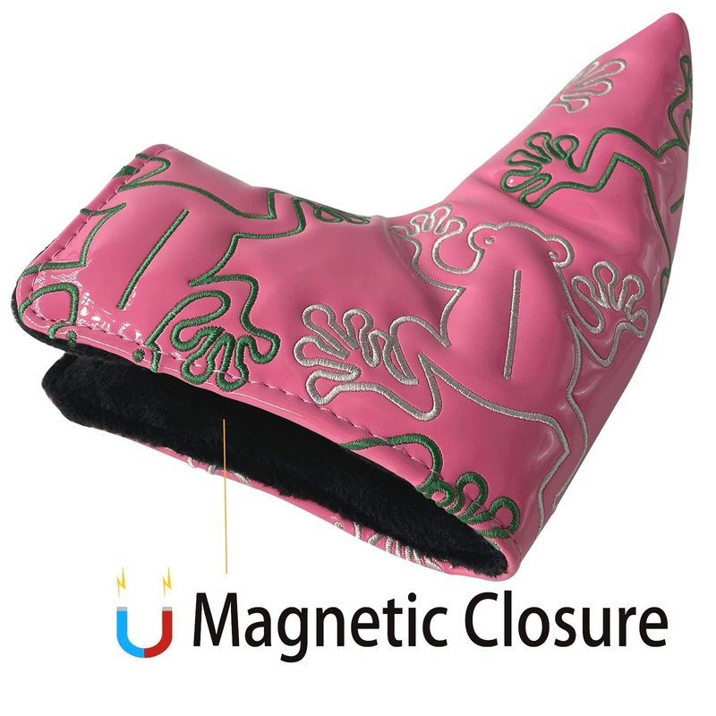 Gbourly Golf Club Pink Frog Blade Putter Cover Magnetic Closure