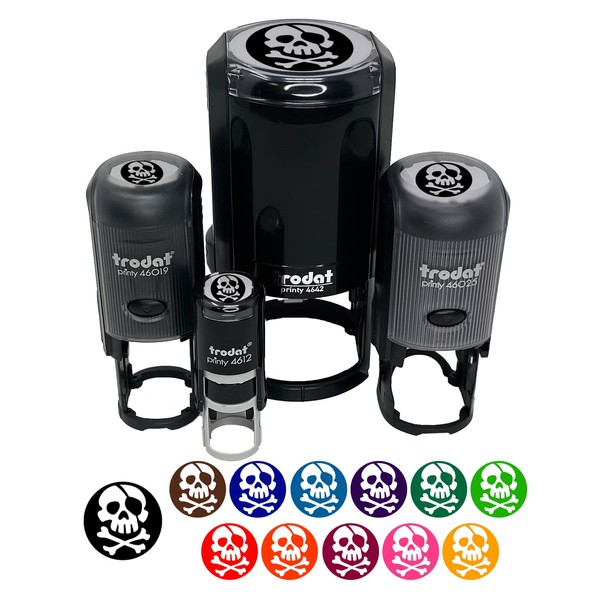 Pirate Skull and Crossbones Jolly Roger Self-Inking Rubber Stamp Ink