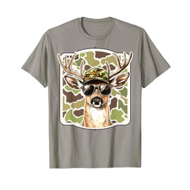 Camo Deer Head Buck Hunting Camouflage Hunter Boys Men Gift T-Shirt