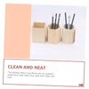 NUOBESTY 2pcs Wooden Geometric Pen Holders Pot Elegant Desktop Organizer