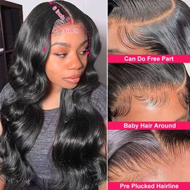 BEACIYA 250 Density 13x6 Body Wave Lace Front Wigs Human Hair Pre Plucked 13x6 HD Human Hair Lace Front Wigs for Black Women Glueless Frontal Wigs Human Hair 28 Inch