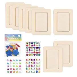 Pack of 8 Children's Picture Frames Craft Sets, 19 x 14 cm DIY Wooden Picture Frame Sets with Glitter Stones, Picture Frames for Children's Pictures, DIY Wood Colour Gifts Craft Decoration with