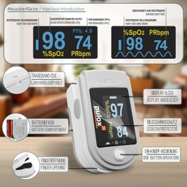 PULOX PO-200 Solo Pulse Oximeter in Grey - Measurement of Oxygen Saturation (SpO₂), Heart Rate (Pulse) and Perfusion Index (PI)