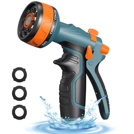 HmiL-U Upgrade Garden Hose Nozzle Sprayer with Water Volume Control Valve, High Pressure Water Gun, 8 Adjustable Watering Patterns Suitable for Watering Plants Washing Cars and Showering Pets