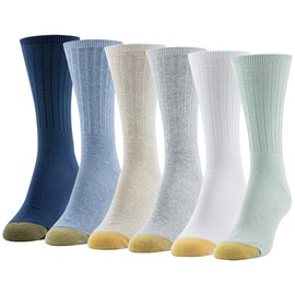 GOLDTOE Women's Casual Texture Crew Socks, Multipairs, Sage Assorted (6-Pairs), Shoe Size: 6-9